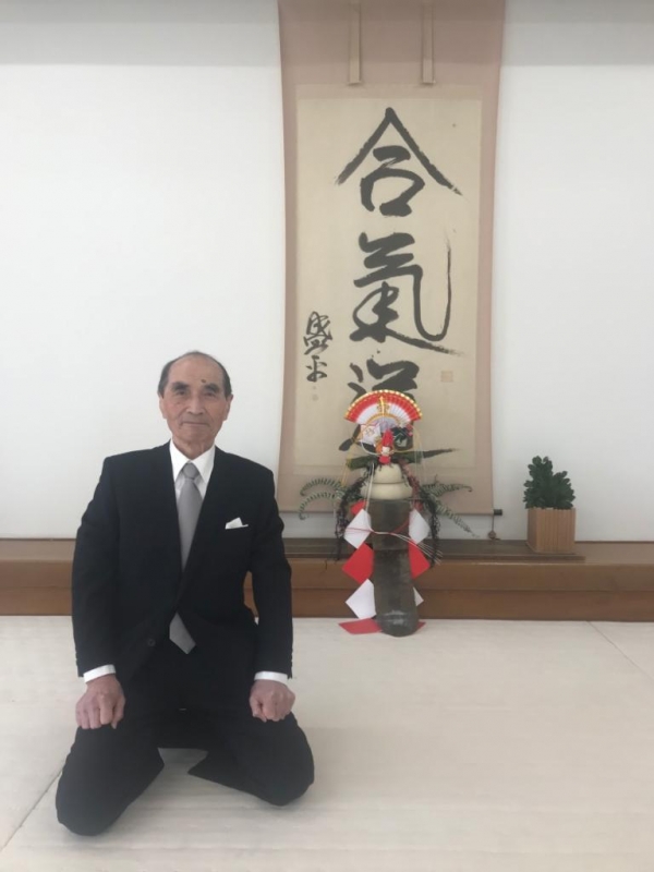 Il Mº Tada in occasione della cerimonia del kagami-biraki presso lo Honbu Dōjō di Tokyo